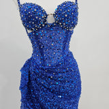 Royal blue beaded dress with corset top