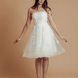 bustier top floral details tulle short dress with 3D flowers