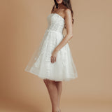 bustier top floral details tulle short dress with 3D flowers