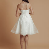 bustier top floral details tulle short dress with 3D flowers