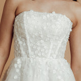 bustier top floral details tulle short dress with 3D flowers