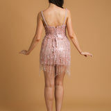 Pink Beaded Sparkly Mini Dress for hire