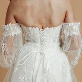 bustier top floral details tulle dress with 3D flowers and mesh sleeves