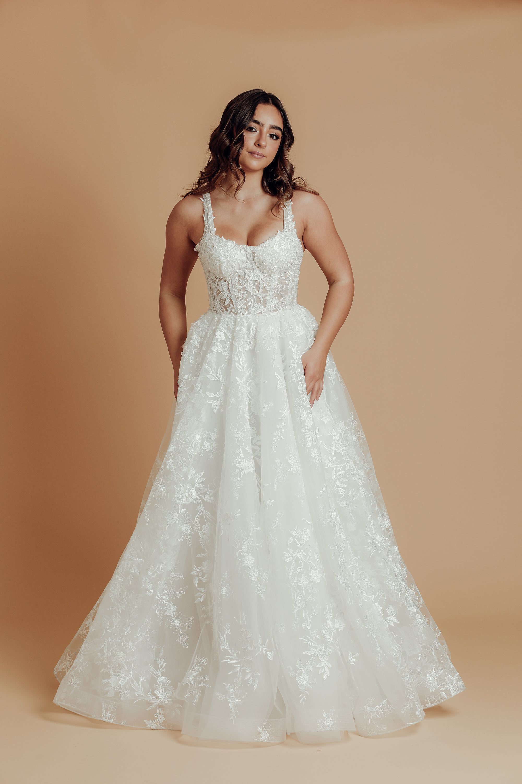 corset wedding dress with lace detail - Main Image