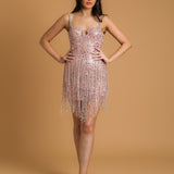 Pink Beaded Sparkly Mini Dress for hire
