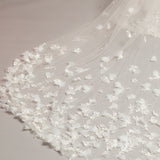 3D floral long train bridal veil