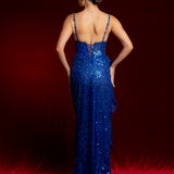 Royal blue beaded dress with corset top