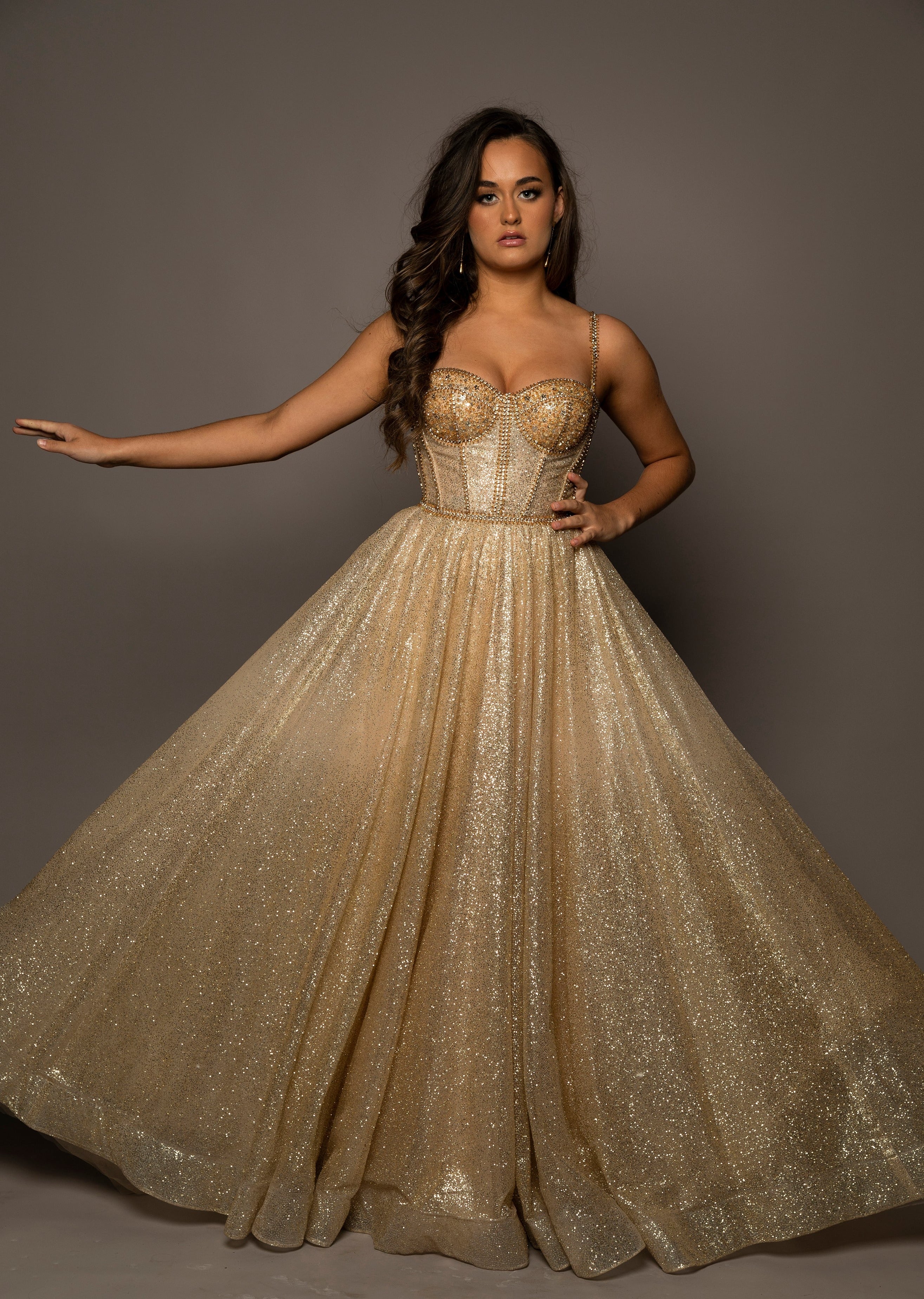 Sparkling gold bustier cup dress – Destiny Chic