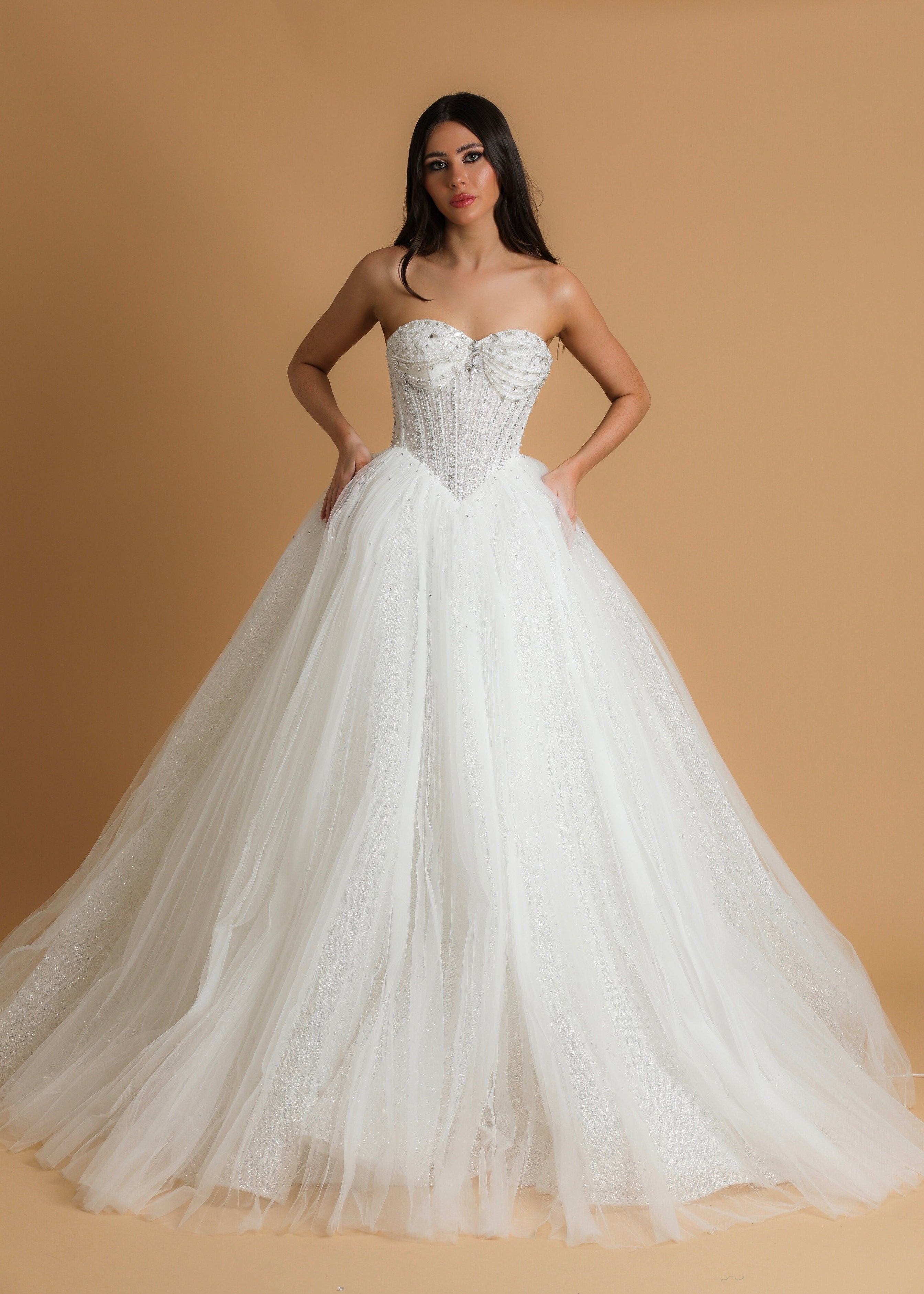 White sparkling corset princess dress with basque waist 8 White sparkling corset princess dress with basque waist 8