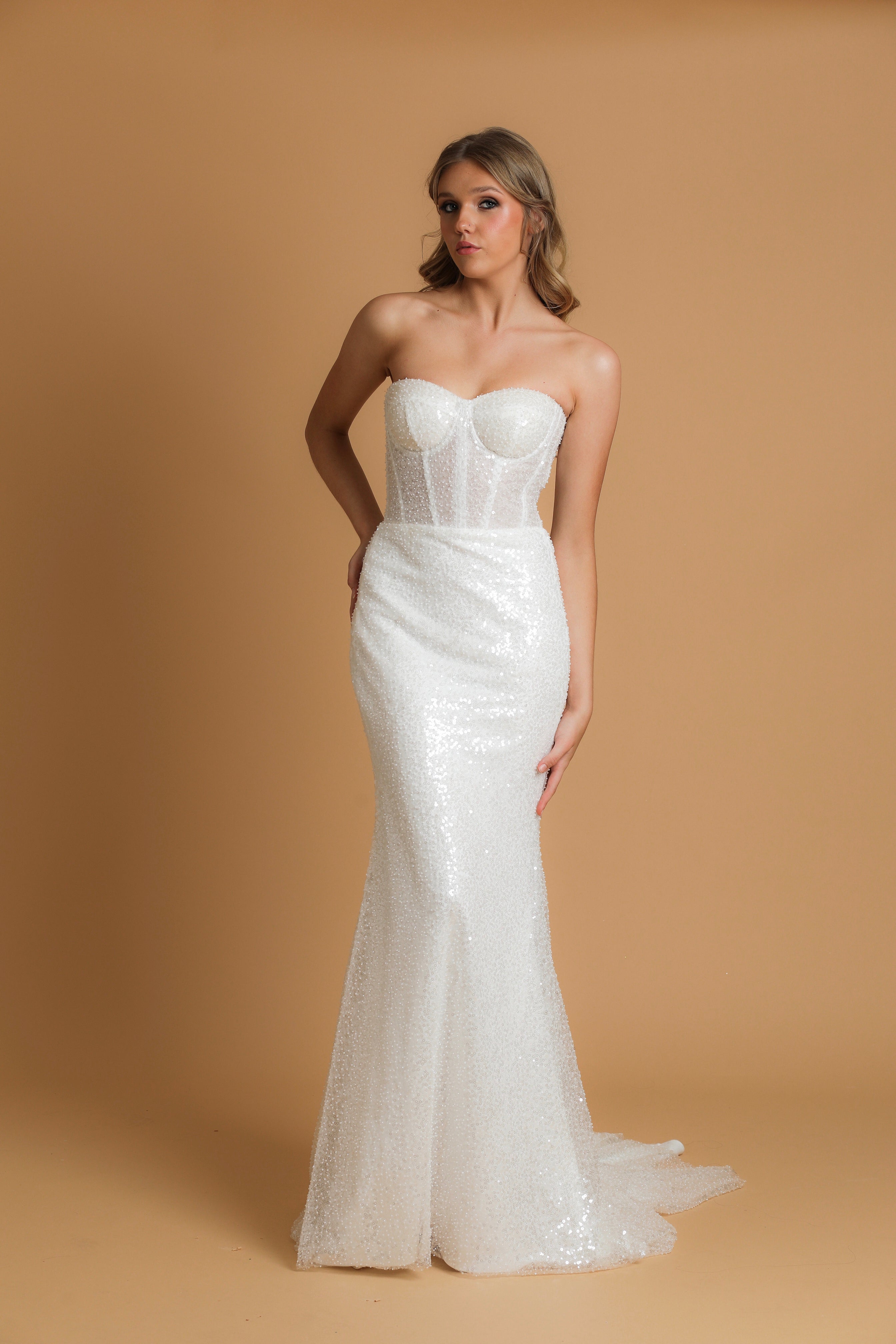 white strapless mermaid dress Strapless Glove Mermaid Bridal Gown by Ladivine WL033