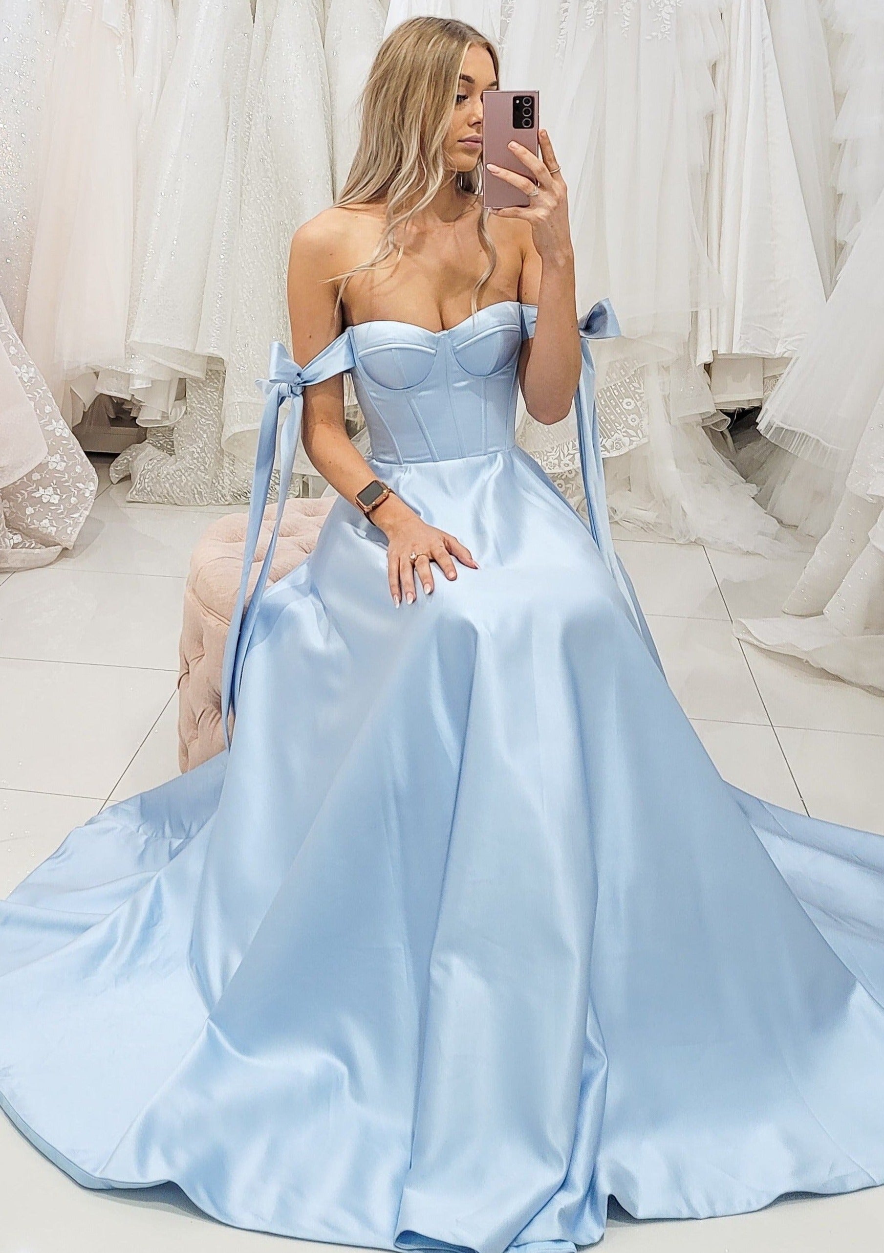 Bustier corset baby blue dress with self-tie bows 4 Bustier corset baby blue dress with self-tie bows 4