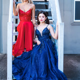 Red beaded lace V neck mermaid dress