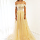 Sparkling light gold off the shoulder dress (sales)
