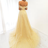 Sparkling light gold off the shoulder dress (sales)