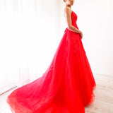 Red tulle princess dress for hire