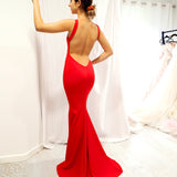 Red low back dress