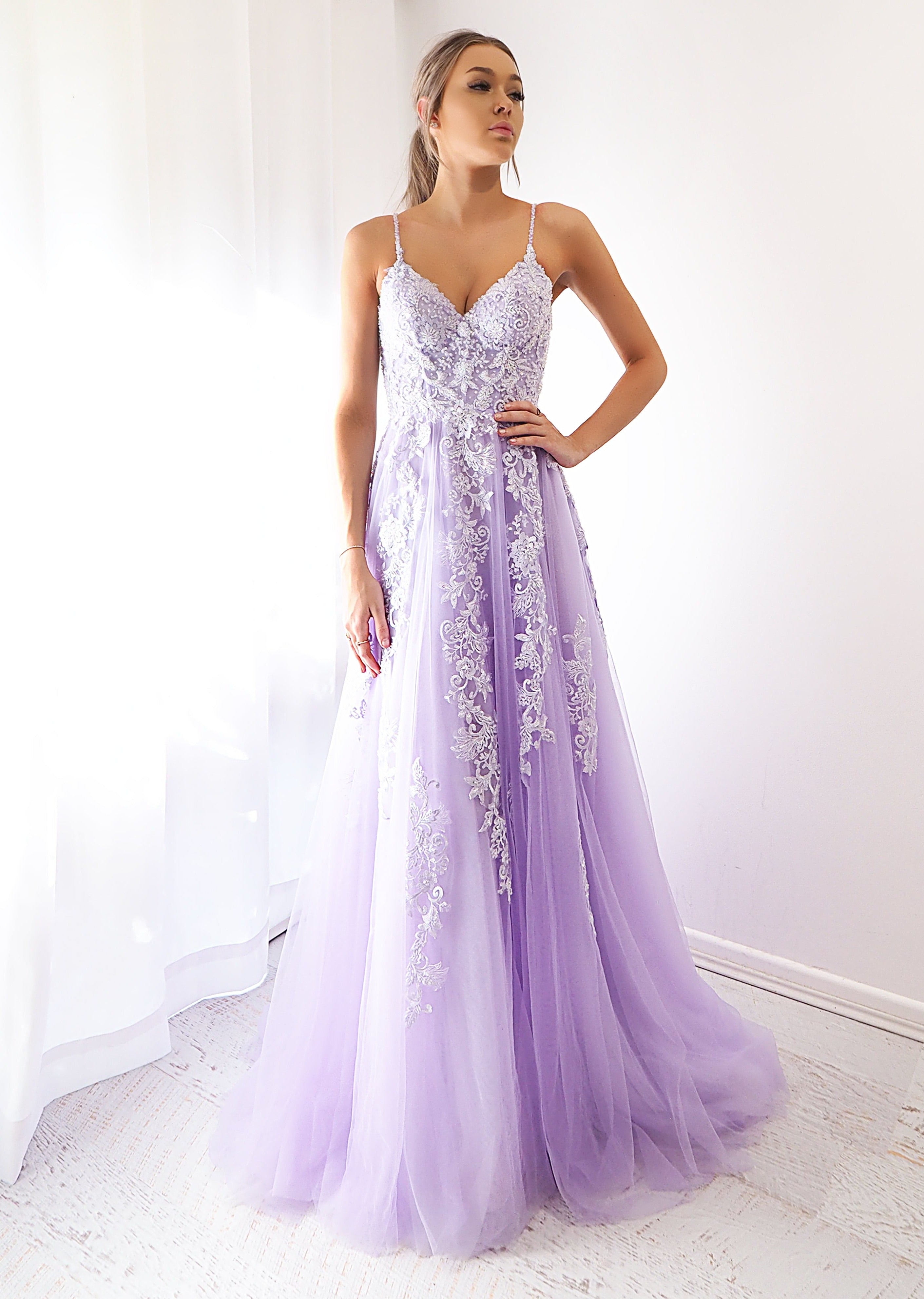 Pastel purple lace dress - Main Image