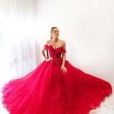 Dark red princess gown