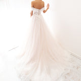 Blush pink off the shoulder princess dress