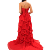 Red silk layered dress