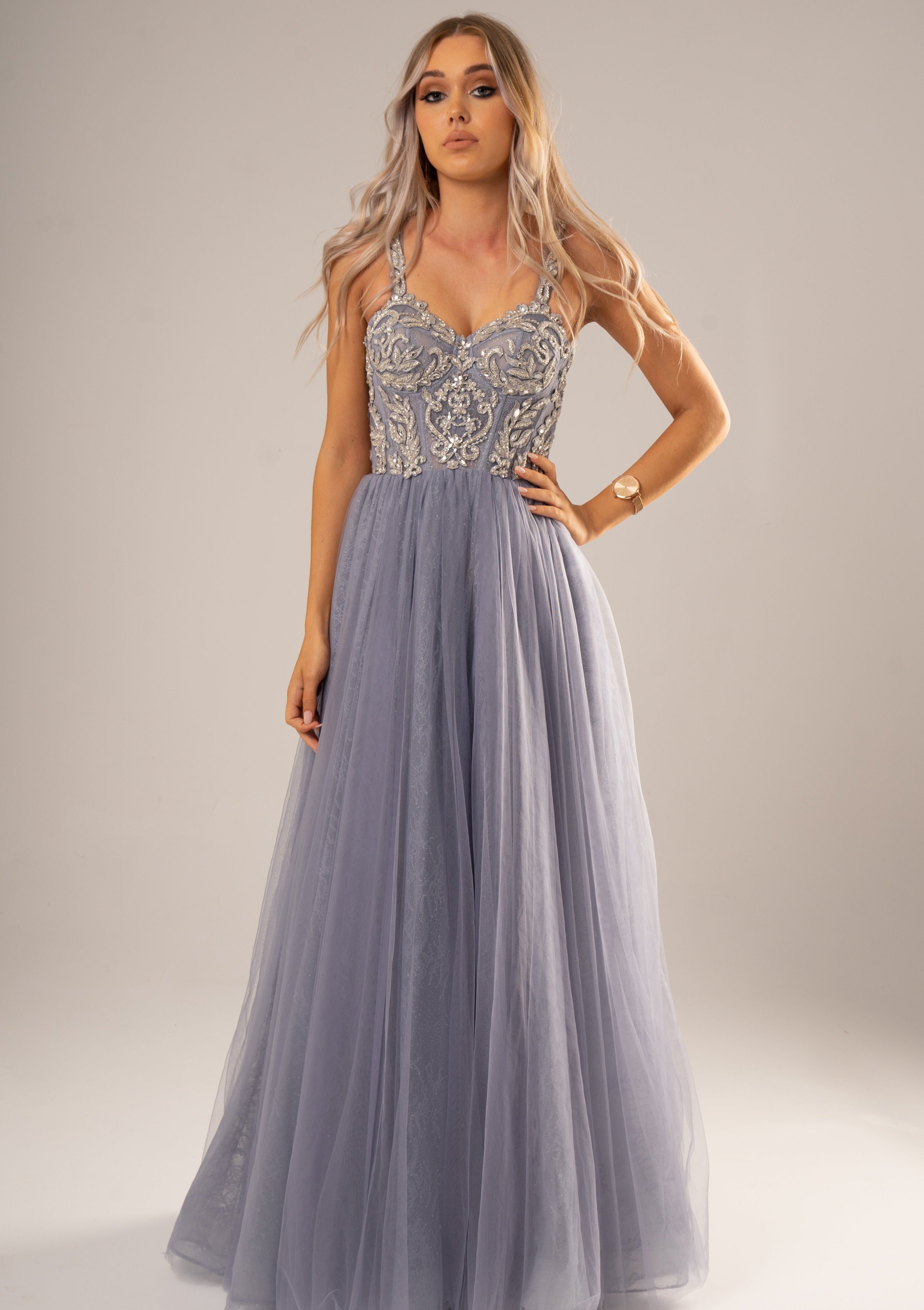Deep purple with sparkling jewel lace and tulle skirt princess