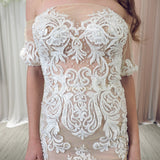 White lace with nude lining dress