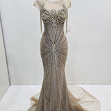 Deep tan crystal mermaid dress for hire