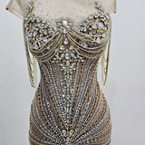 Deep tan crystal mermaid dress for hire