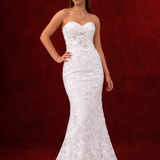 Sweetheart neckline all over lace mermaid dress with lace up back for hire