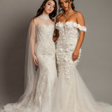 Sweet heart neckline with high halter neck cape mermaid wedding dress for hire