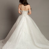 White glitter dress with silver rhinestone off the shoulder top