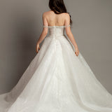 White glitter dress with silver rhinestone off the shoulder top