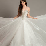 White glitter dress with silver rhinestone off the shoulder top