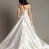 3D folded top Mikado taffeta wedding dress with beaded details and Aline skirt