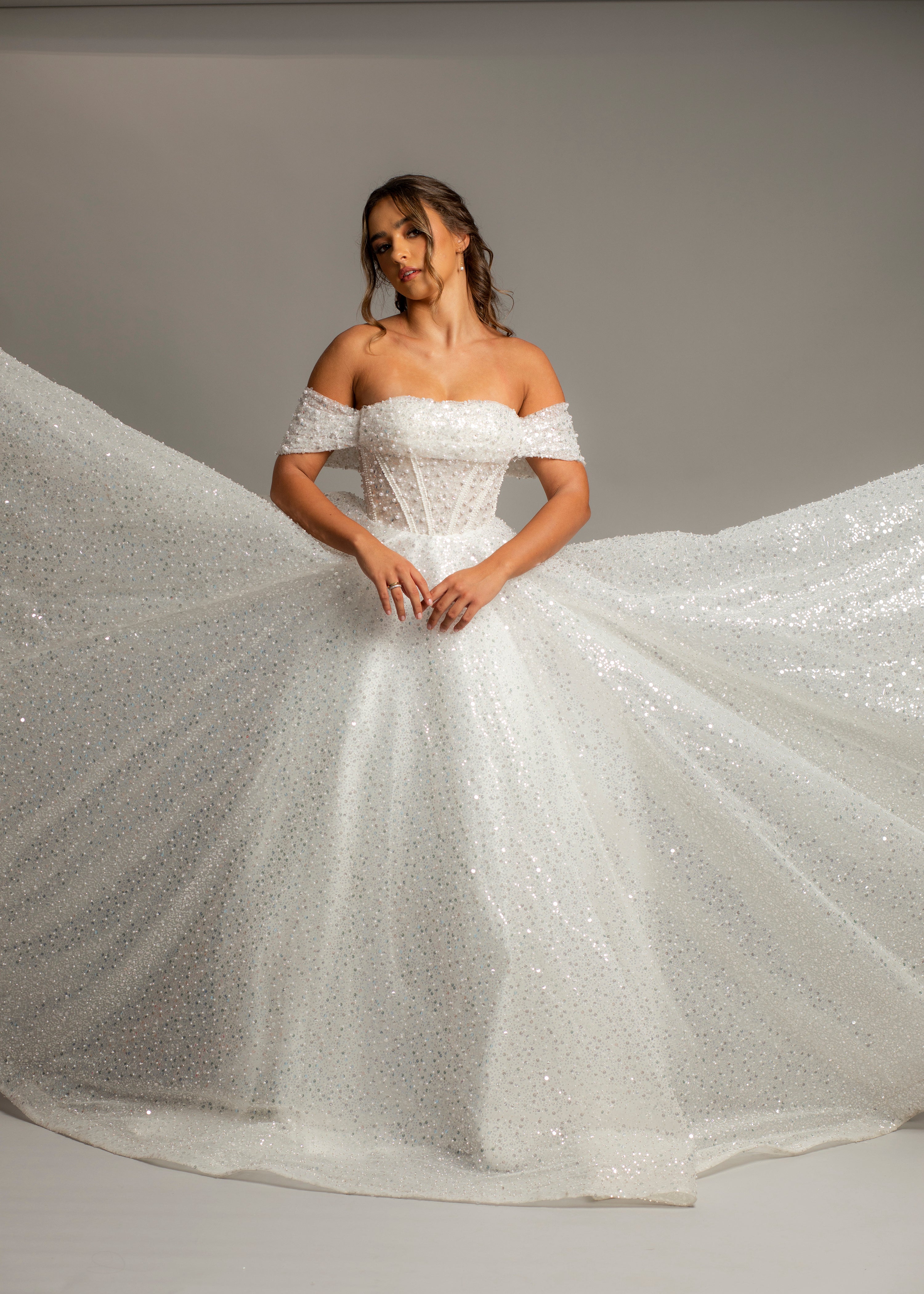white dress with silver beading V-Neck Long White Wedding Dress with Silver Beads FancyVestido