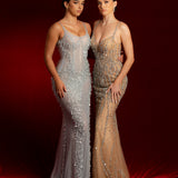 Crystal silver scoop neck corset dress with lace up back