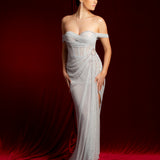 White blue crystal mesh bustier top with crystal details