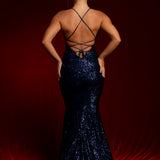 Leona sparkling navy blue mermaid dress