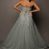 Silver bustier top tulle with a slit