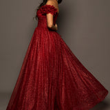 Sparkling dark red tulle princes dress