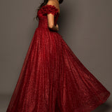 Sparkling dark red tulle princes dress for hire