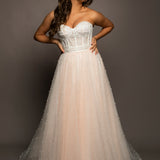 Blush tulle bustier corset dress for hire