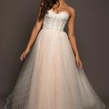 Blush tulle bustier corset dress for hire