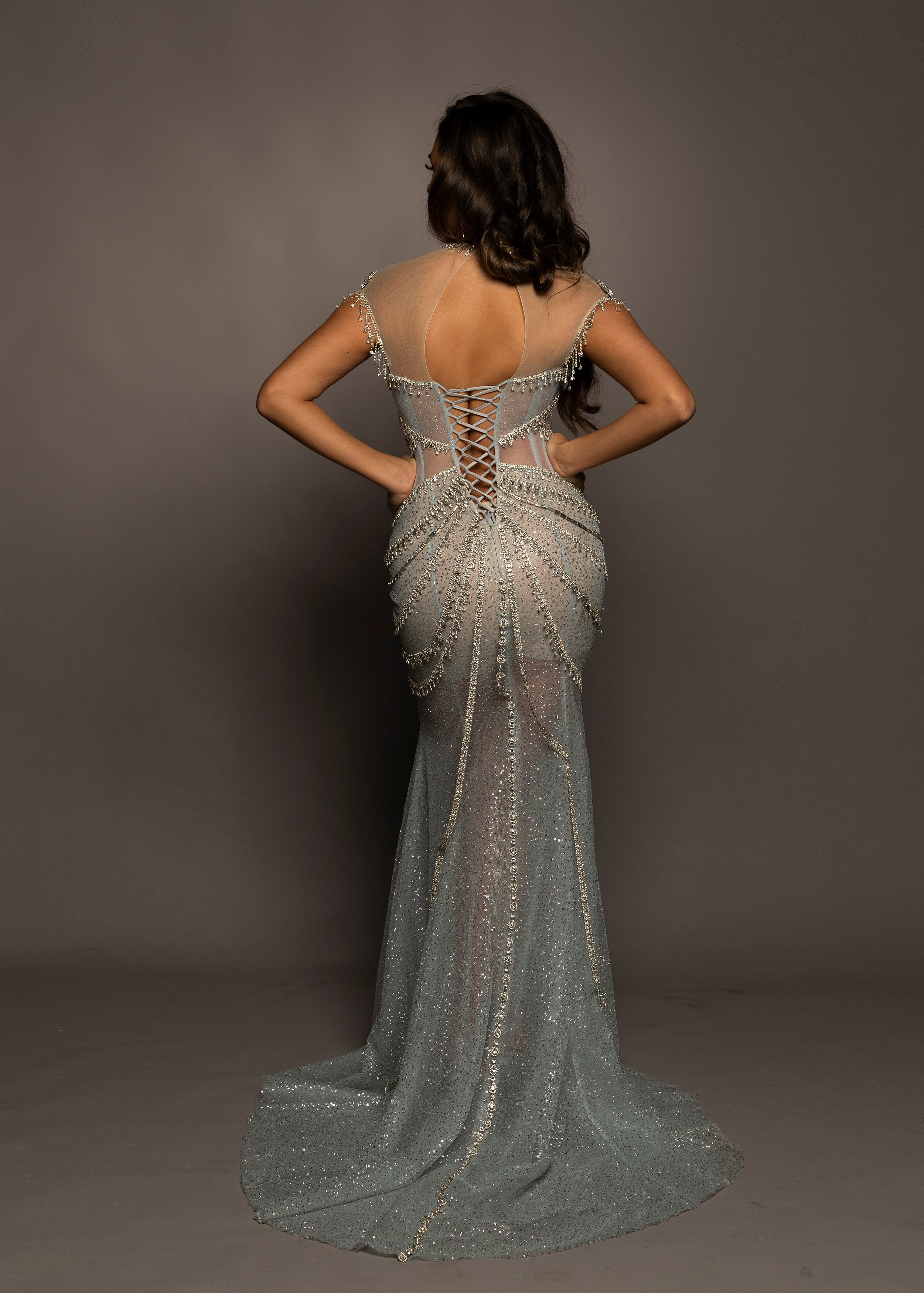 silver choker dress Silver Grey Off-the-Shoulder Mermaid Evening Gown with Draped Front, Corset Back and Matching Choker Formal Dress Plus Size Custom made / Silver /