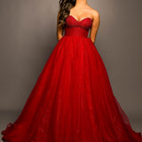 Sparkling dark red tulle dress with beaded top