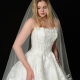 Pearl-Beaded Lace Veil