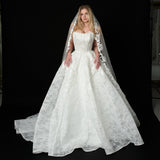 Flower-Embroidered Lace Veil