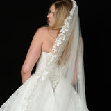 Flower-Embroidered Lace Veil
