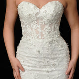 Sweetheart neckline all over lace mermaid dress with lace up back for hire