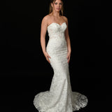 Sweetheart neckline all over lace mermaid dress with lace up back for hire